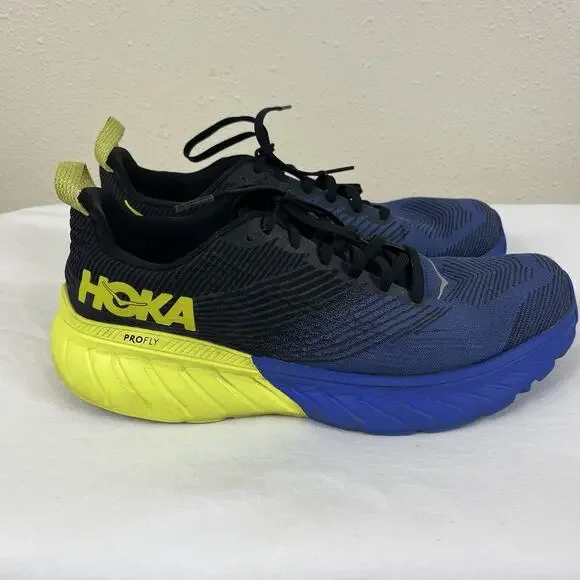 Hoka Mach 3 PROFLY Road Running Shoes Mens Size 10 Blue Yellow - Picture 2 of 8